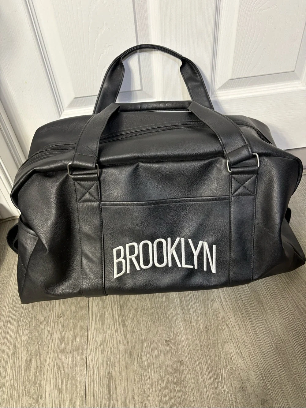 Brooklyn Embroidered Black Travel Duffel Bag - Men